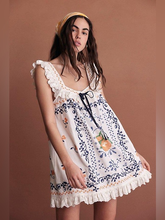 Free People Dresses & Skirts - Free People Bali Main Squeeze Mini Dress Embroidered Large